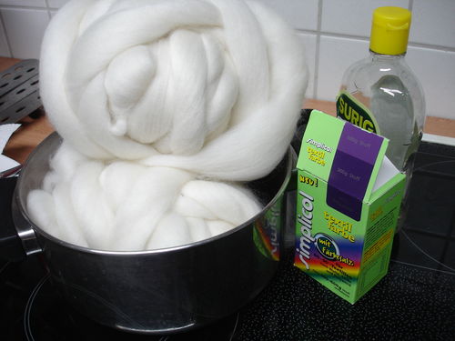 Wolle färben mit Simplicol - Vorbereitung